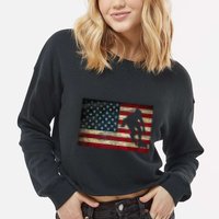 Inline Speed Skating American Flag Roller Blading Cropped Pullover Crew