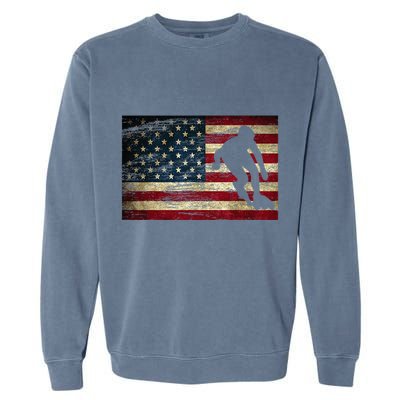 Inline Speed Skating American Flag Roller Blading Garment-Dyed Sweatshirt
