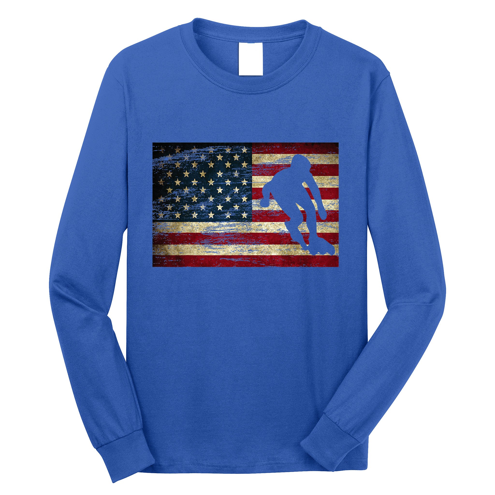 Inline Speed Skating American Flag Roller Blading Long Sleeve Shirt