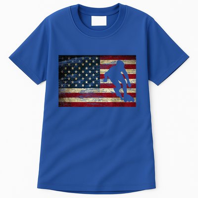 Inline Speed Skating American Flag Roller Blading Tall T-Shirt