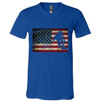 Inline Speed Skating American Flag Roller Blading V-Neck T-Shirt
