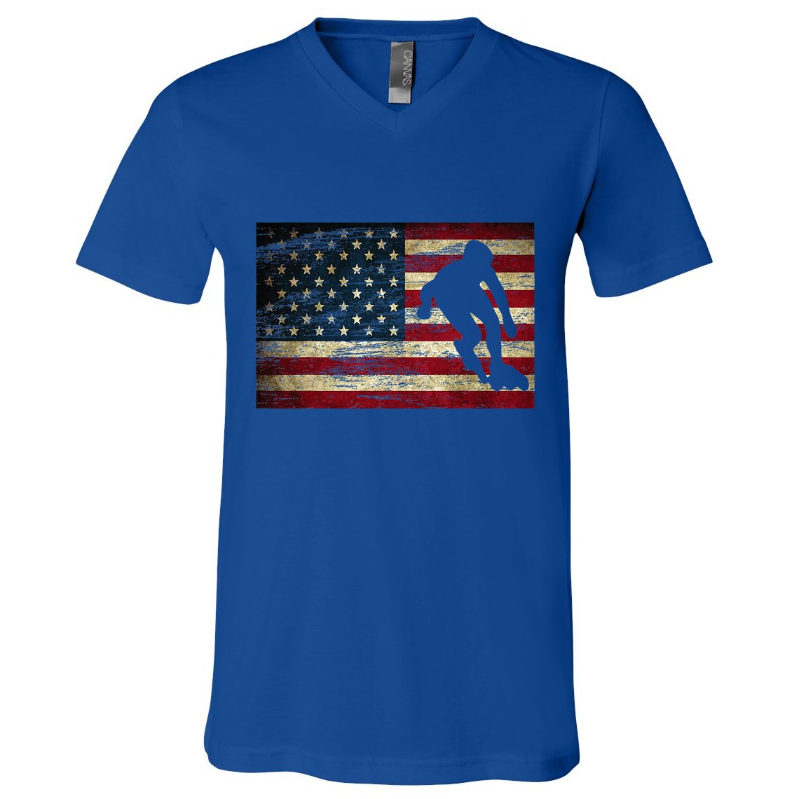 Inline Speed Skating American Flag Roller Blading V-Neck T-Shirt