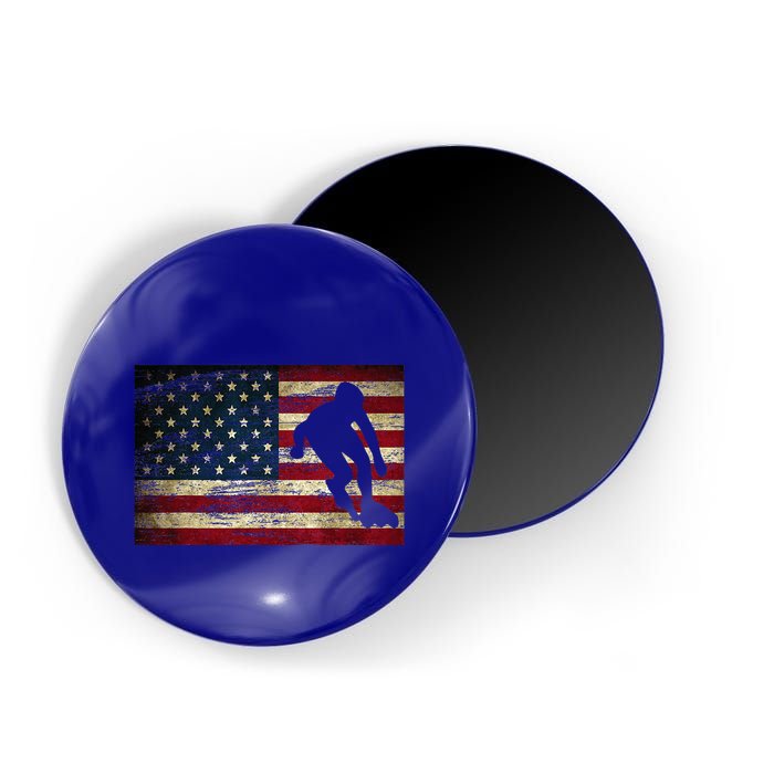 Inline Speed Skating American Flag Roller Blading Magnet