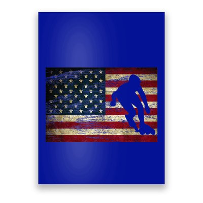 Inline Speed Skating American Flag Roller Blading Poster