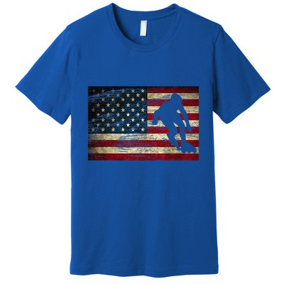 Inline Speed Skating American Flag Roller Blading Premium T-Shirt