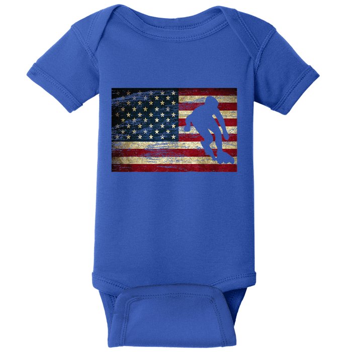 Inline Speed Skating American Flag Roller Blading Baby Bodysuit
