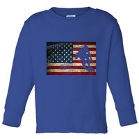 Inline Speed Skating American Flag Roller Blading Toddler Long Sleeve Shirt