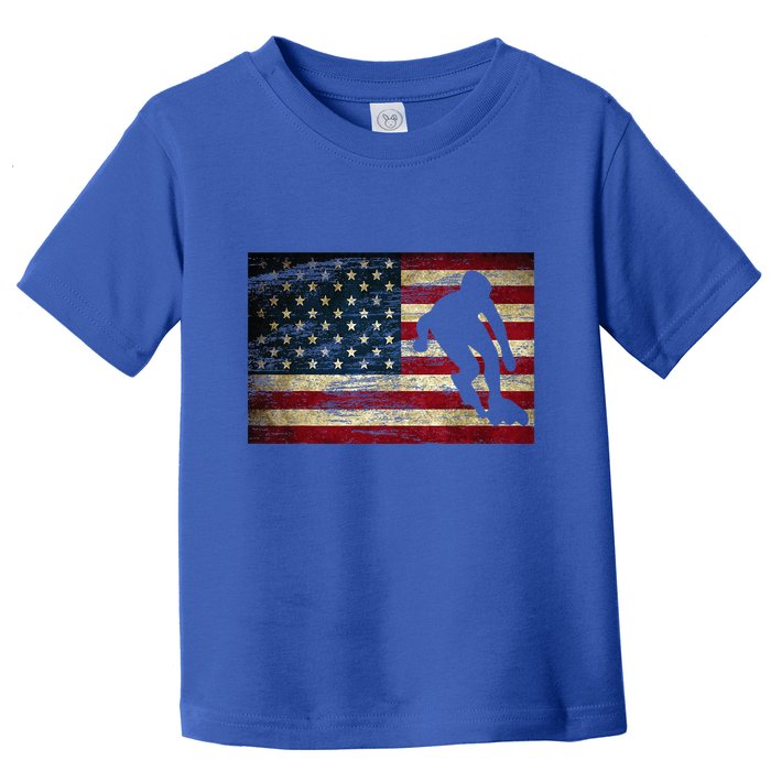 Inline Speed Skating American Flag Roller Blading Toddler T-Shirt