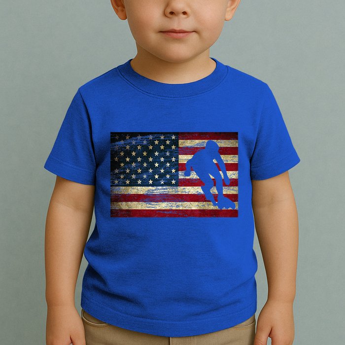 Inline Speed Skating American Flag Roller Blading Toddler T-Shirt