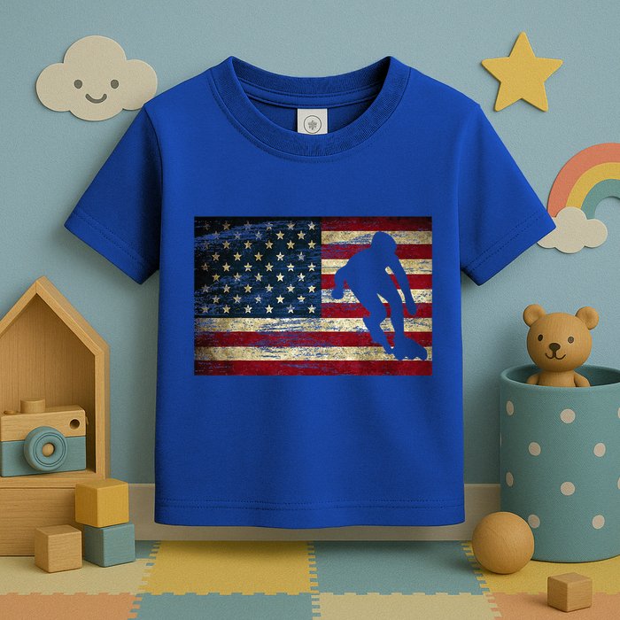 Inline Speed Skating American Flag Roller Blading Toddler T-Shirt