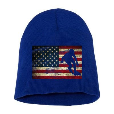 Inline Speed Skating American Flag Roller Blading Short Acrylic Beanie