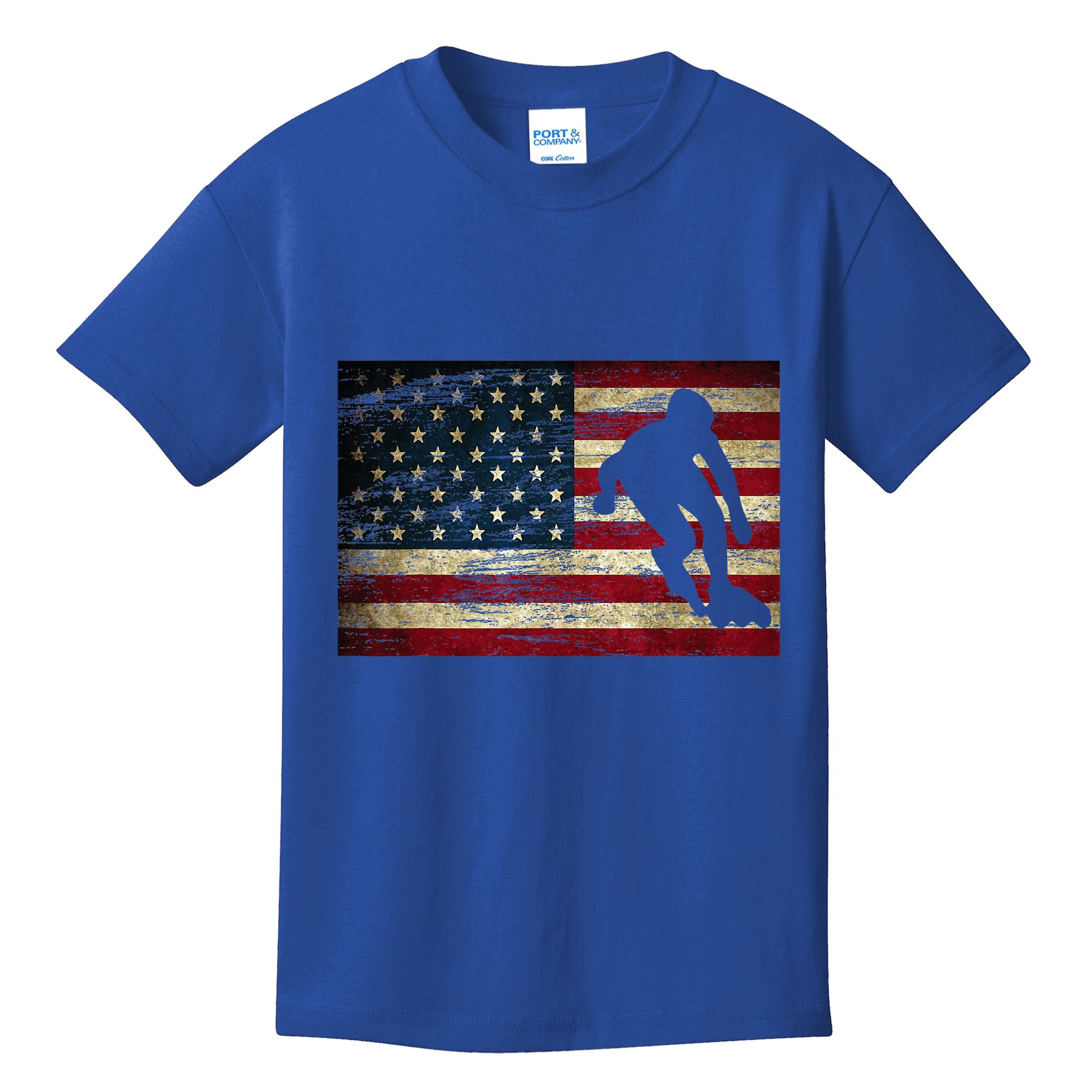 Inline Speed Skating American Flag Roller Blading Kids T-Shirt