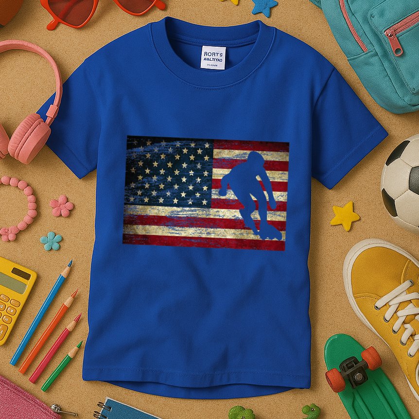 Inline Speed Skating American Flag Roller Blading Kids T-Shirt
