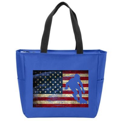 Inline Speed Skating American Flag Roller Blading Zip Tote Bag