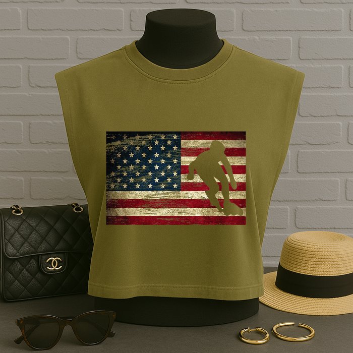 Inline Speed Skating American Flag Roller Blading Garment-Dyed Women's Muscle Tee
