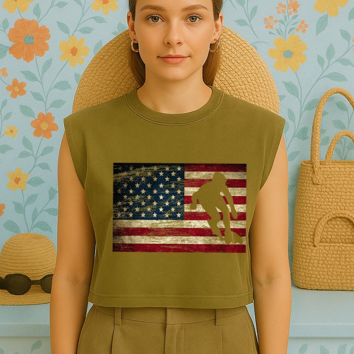 Inline Speed Skating American Flag Roller Blading Garment-Dyed Women's Muscle Tee