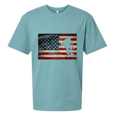 Inline Speed Skating American Flag Roller Blading Sueded Cloud Jersey T-Shirt