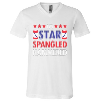 IM Star Spangled Hammered Funny 4th Of July V-Neck T-Shirt