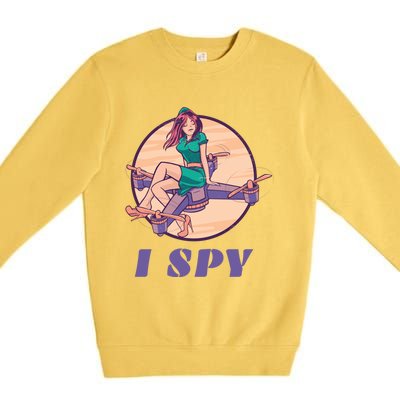 I Spy Spy Drone Pilot Toy Camera Drone Gift Premium Crewneck Sweatshirt