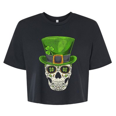 Irish Skull St Patricks Day Bella+Canvas Jersey Crop Tee