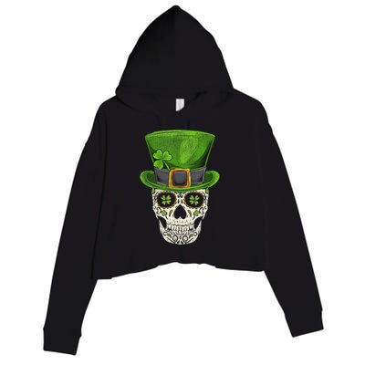 Irish Skull St Patricks Day Crop Fleece Hoodie