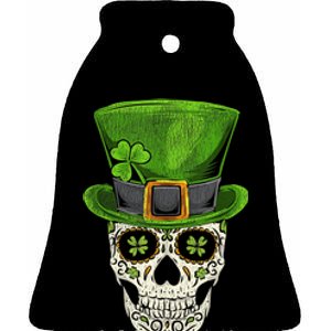 Irish Skull St Patricks Day Ceramic Bell Ornament