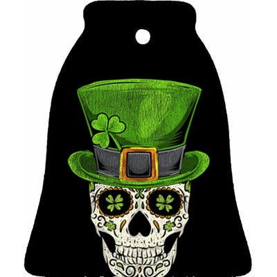 Irish Skull St Patricks Day Ceramic Bell Ornament