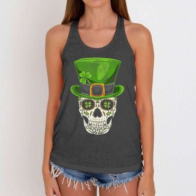 Irish Skull St Patricks Day Women's Knotted Racerback Tank