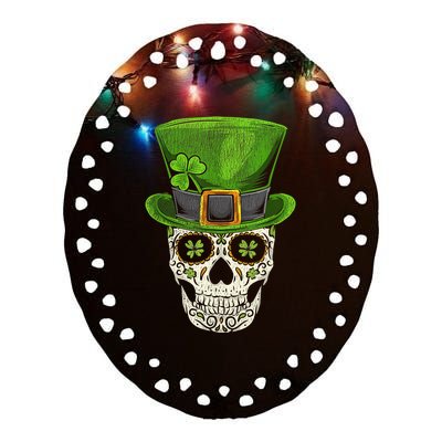 Irish Skull St Patricks Day Ceramic Oval Ornament