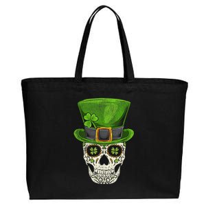 Irish Skull St Patricks Day Cotton Canvas Jumbo Tote