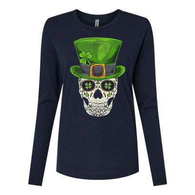 Irish Skull St Patricks Day Womens Cotton Relaxed Long Sleeve T-Shirt