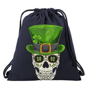 Irish Skull St Patricks Day Drawstring Bag