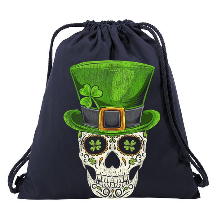 Irish Skull St Patricks Day Drawstring Bag