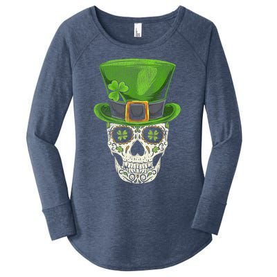 Irish Skull St Patricks Day Women's Perfect Tri Tunic Long Sleeve Shirt