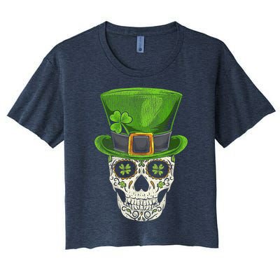 Irish Skull St Patricks Day Women's Crop Top Tee