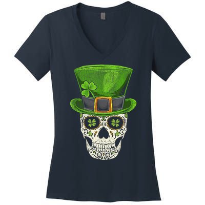 Irish Skull St Patricks Day Women's V-Neck T-Shirt