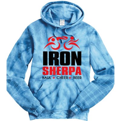 IRON SHERPA Sherpa Triathlon Triathlete Haul Cheer Beer Tie Dye Hoodie