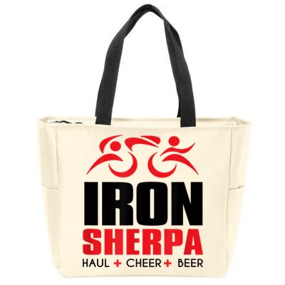 IRON SHERPA Sherpa Triathlon Triathlete Haul Cheer Beer Zip Tote Bag