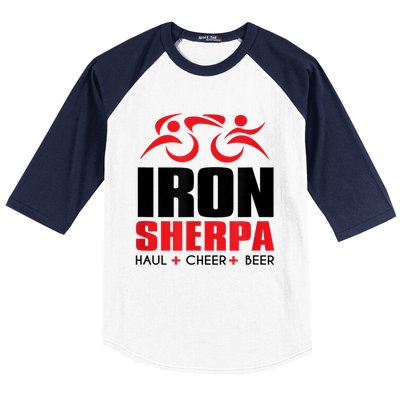 IRON SHERPA Sherpa Triathlon Triathlete Haul Cheer Beer Baseball Sleeve Shirt