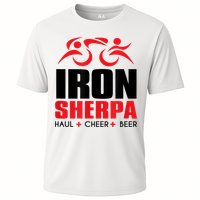 IRON SHERPA Sherpa Triathlon Triathlete Haul Cheer Beer Cooling Performance Crew T-Shirt