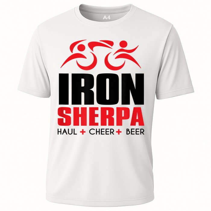 IRON SHERPA Sherpa Triathlon Triathlete Haul Cheer Beer Cooling Performance Crew T-Shirt