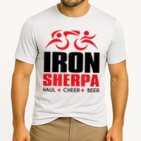 IRON SHERPA Sherpa Triathlon Triathlete Haul Cheer Beer Cooling Performance Crew T-Shirt