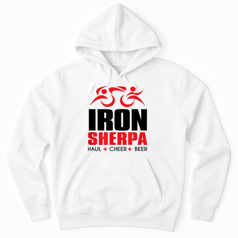 IRON SHERPA Sherpa Triathlon Triathlete Haul Cheer Beer Hoodie