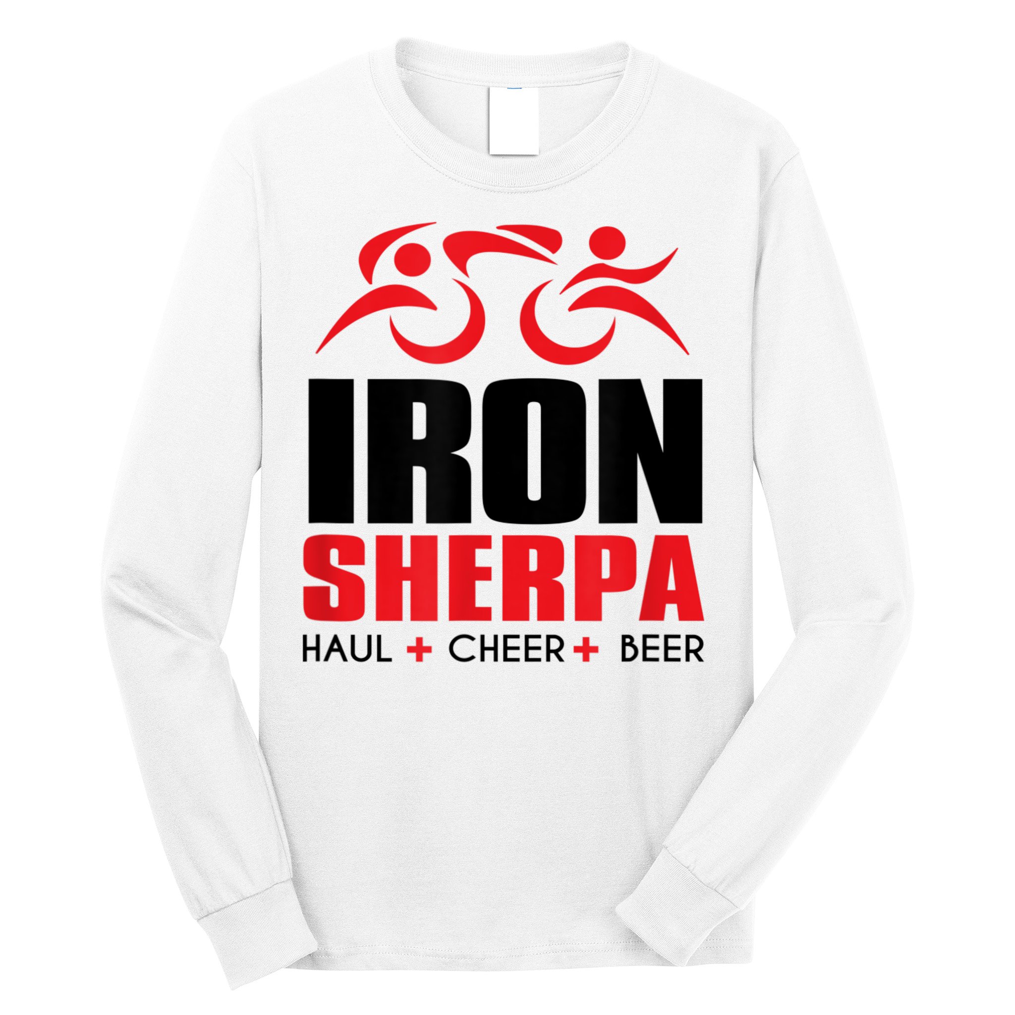 IRON SHERPA Sherpa Triathlon Triathlete Haul Cheer Beer Long Sleeve Shirt