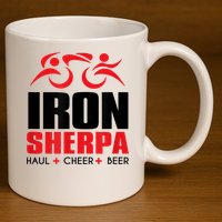 IRON SHERPA Sherpa Triathlon Triathlete Haul Cheer Beer 11oz C Handle Ceramic Mug