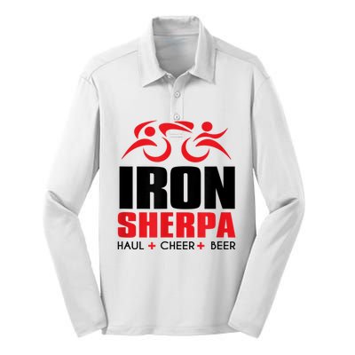 IRON SHERPA Sherpa Triathlon Triathlete Haul Cheer Beer Silk Touch Performance Long Sleeve Polo