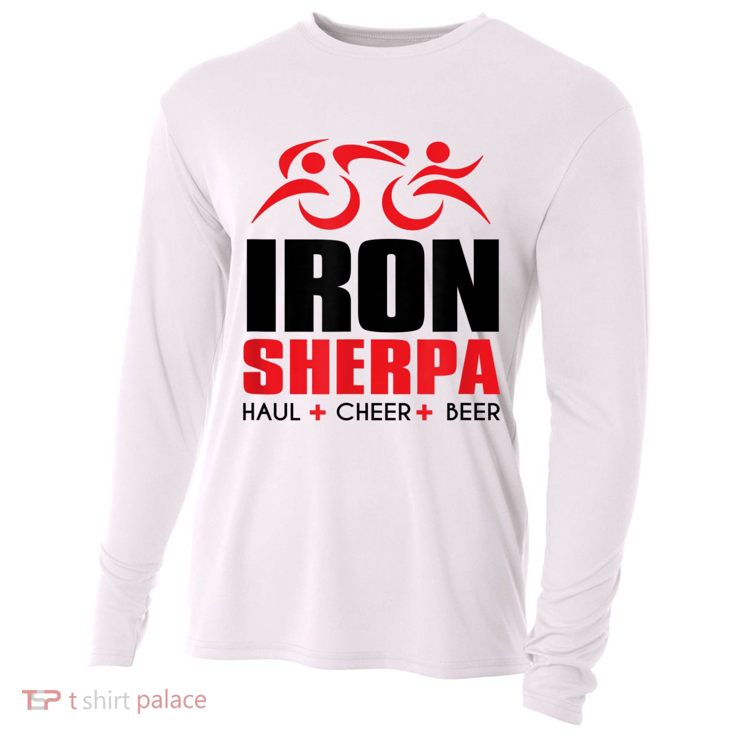 IRON SHERPA Sherpa Triathlon Triathlete Haul Cheer Beer Cooling Performance Long Sleeve Crew