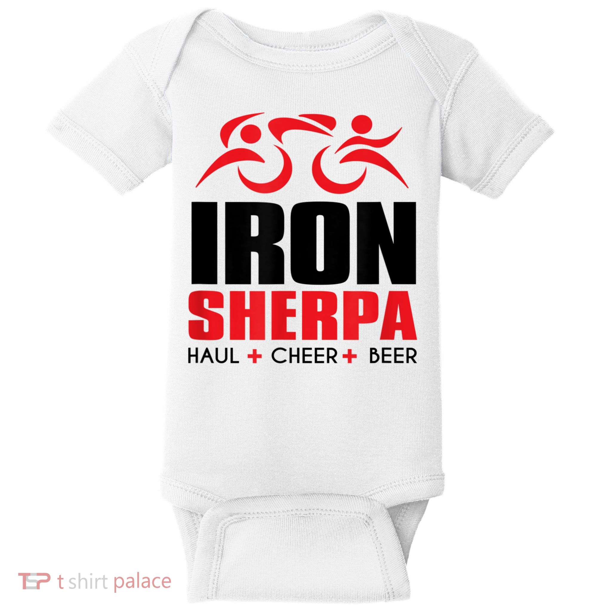 IRON SHERPA Sherpa Triathlon Triathlete Haul Cheer Beer Baby Bodysuit