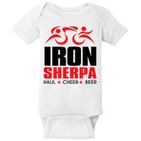 IRON SHERPA Sherpa Triathlon Triathlete Haul Cheer Beer Baby Bodysuit
