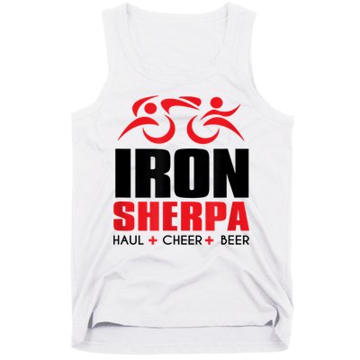 IRON SHERPA Sherpa Triathlon Triathlete Haul Cheer Beer Tank Top